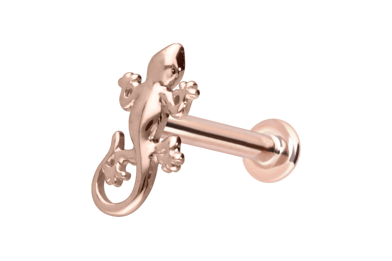 14 Karat Gold Labret Piercing mit Innengewinde GECKO